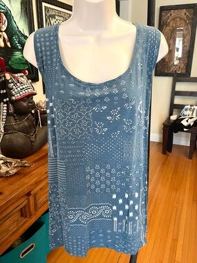 Lucky Brand Blue Floral Top Plus 3X *Boho